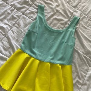 Summer mint green and yellow tank top WORN ONCE